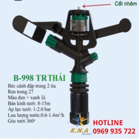 Béc phun cánh đập trung 2 tia BB-998 Thái Lan (răng trong)